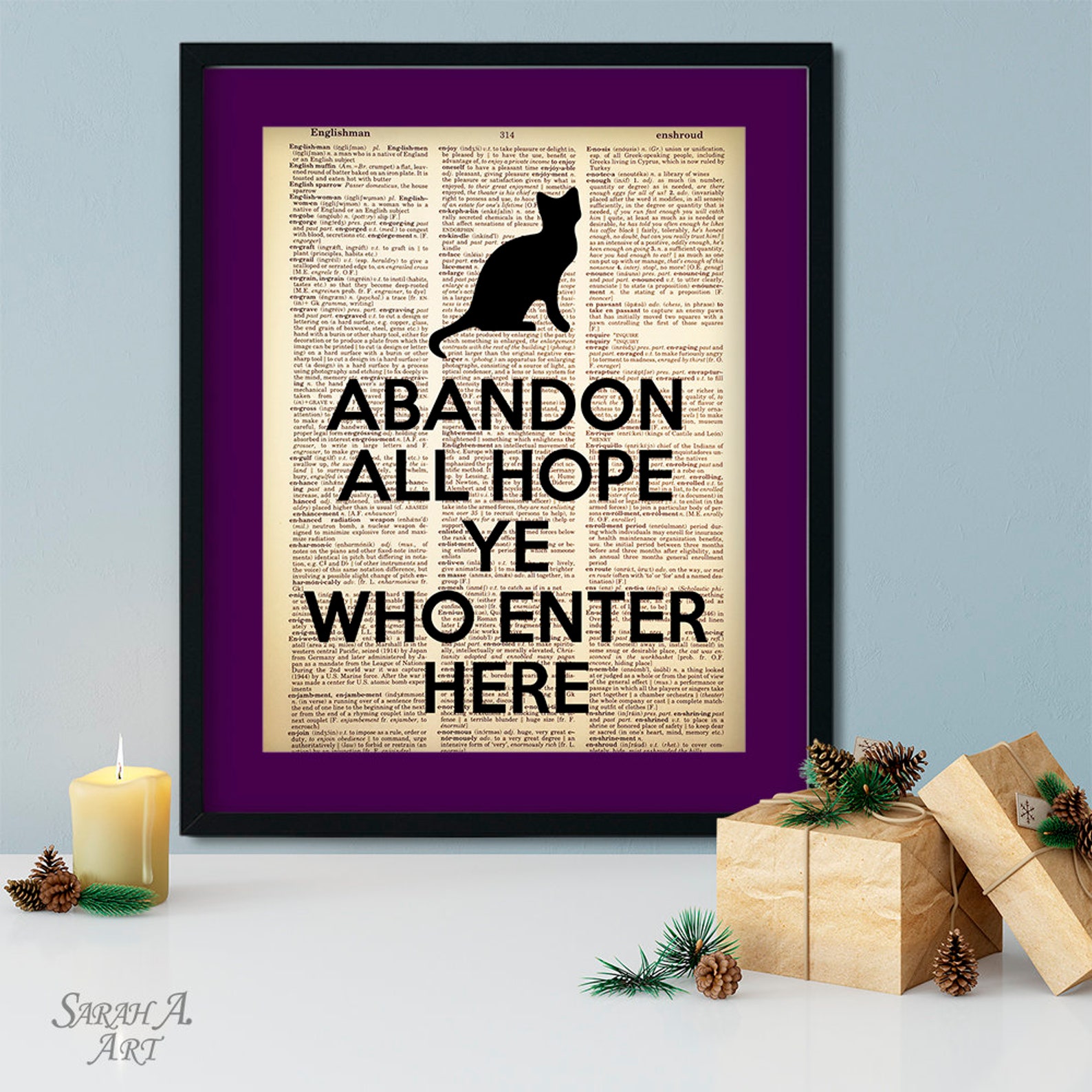 Abandon All Hope Ye Who Enter Here Dante Quote Dictionary Etsy