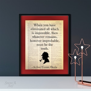 Improbable Truth, Arthur Conan Doyle Quote, Sherlock Holmes, Dictionary Art Print, Vintage Dictionary Page, Recycled, Upcycled, Geek Decor