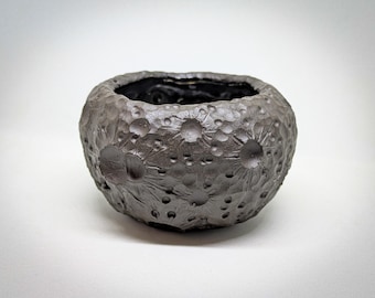 Dark Moon Crater Vase, Lunar Clay Décor Dishes, Decorative Accessory, Black Brown Pottery Planter, Mom Wife Birthday Gift