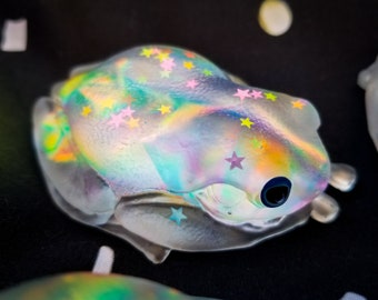 Iridescent Frog, Emotional Support Froggy Friend, Textured Amphibian Figurine, Doapamine Décor, Forestcore Teen Gift, Rainbow Accessories