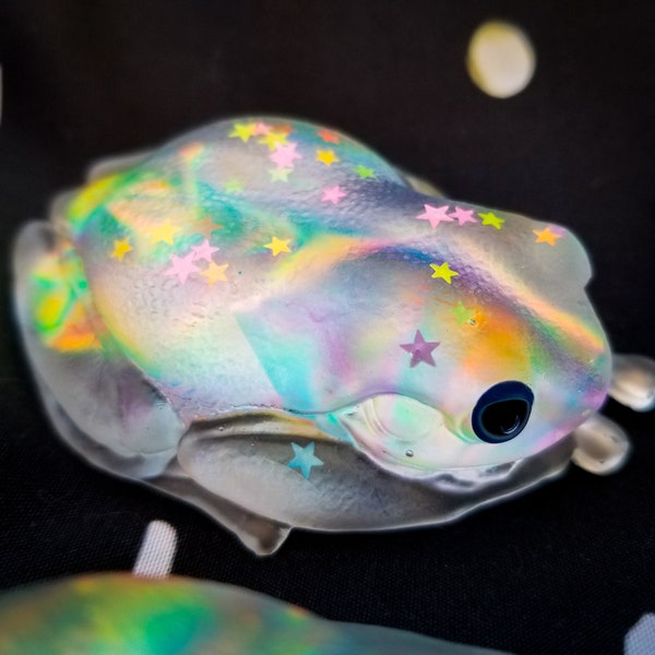 Iridescent Frog, Emotional Support Froggy Friend, Textured Amphibian Figurine, Doapamine Décor, Forestcore Teen Gift, Rainbow Accessories