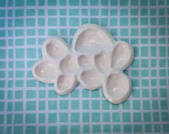 Ceramic Cloud Watercolor Palette, Small Paint Tray for Miniatures, Pottery Art Supplies, White Cloudy Dish, Mom Wife Grandma Birthday Gift