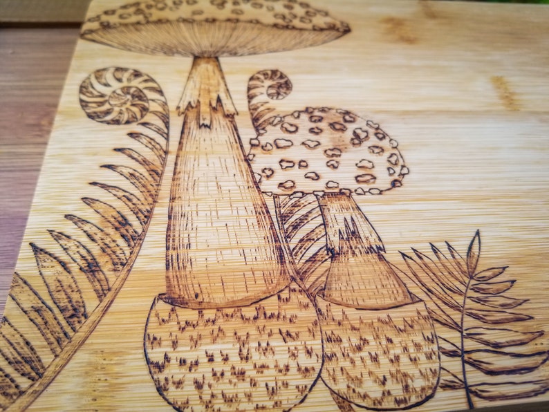 Wood Burned Bamboo Charcuterie Board Upcycled Hand Burned Etsy