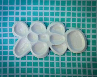 Ceramic Cloud Watercolor Palette, Small Paint Tray for Miniatures, Pottery Art Supplies, White Cloudy Dish, Mom Wife Grandma Birthday Gift