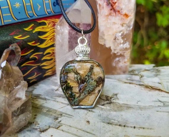 Forest Resin Jewelry Spell Bottle Jewelry Forest Witch Necklace