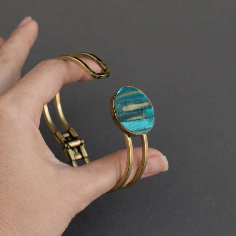 Minimalist modern bracelet Contemporary Bangle bracelet Boho bangles Polymer clay jewelry Eva Andre Design