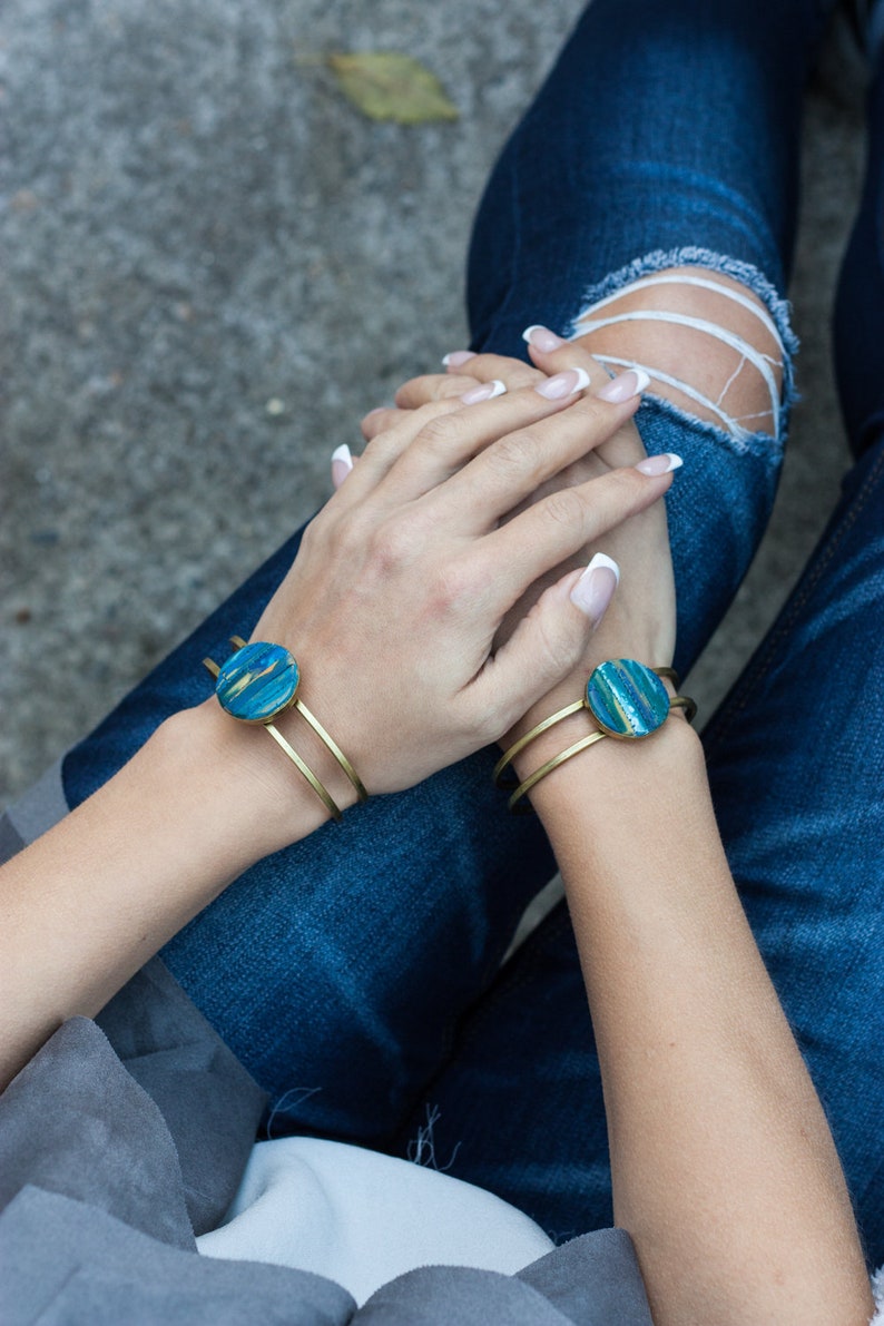 Minimalist modern bracelet Contemporary Bangle bracelet Boho bangles Polymer clay jewelry Eva Andre Design