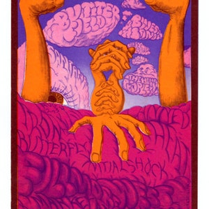 Paul Butterfield Iron Butterfly Dosenwärme Santana 1968 Fillmore West Bill Graham BG133 Postkarte Ad Back Lee Conklin