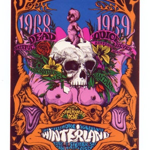 Grateful Dead Quicksilver Messenger Service 1968 Véspera de Ano Novo Winterland Bill Graham BG152 Cartão Postal Lee Conklin