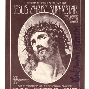 Jesus Christ Superstar A Symphonic Rock Concert 1971 San Francisco Cow Palace Handbill Mark Behrens signed