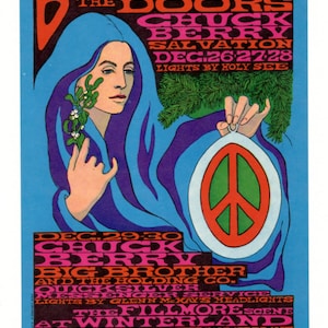 Las puertas Jefferson Avión Gran Hermano y el Holding Co 1967 Winterland Bill Graham BG99 Postal Bonnie MacLean