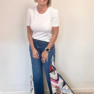 The Mia (size 8) Flare Jeans with Vintage Quilt Panels