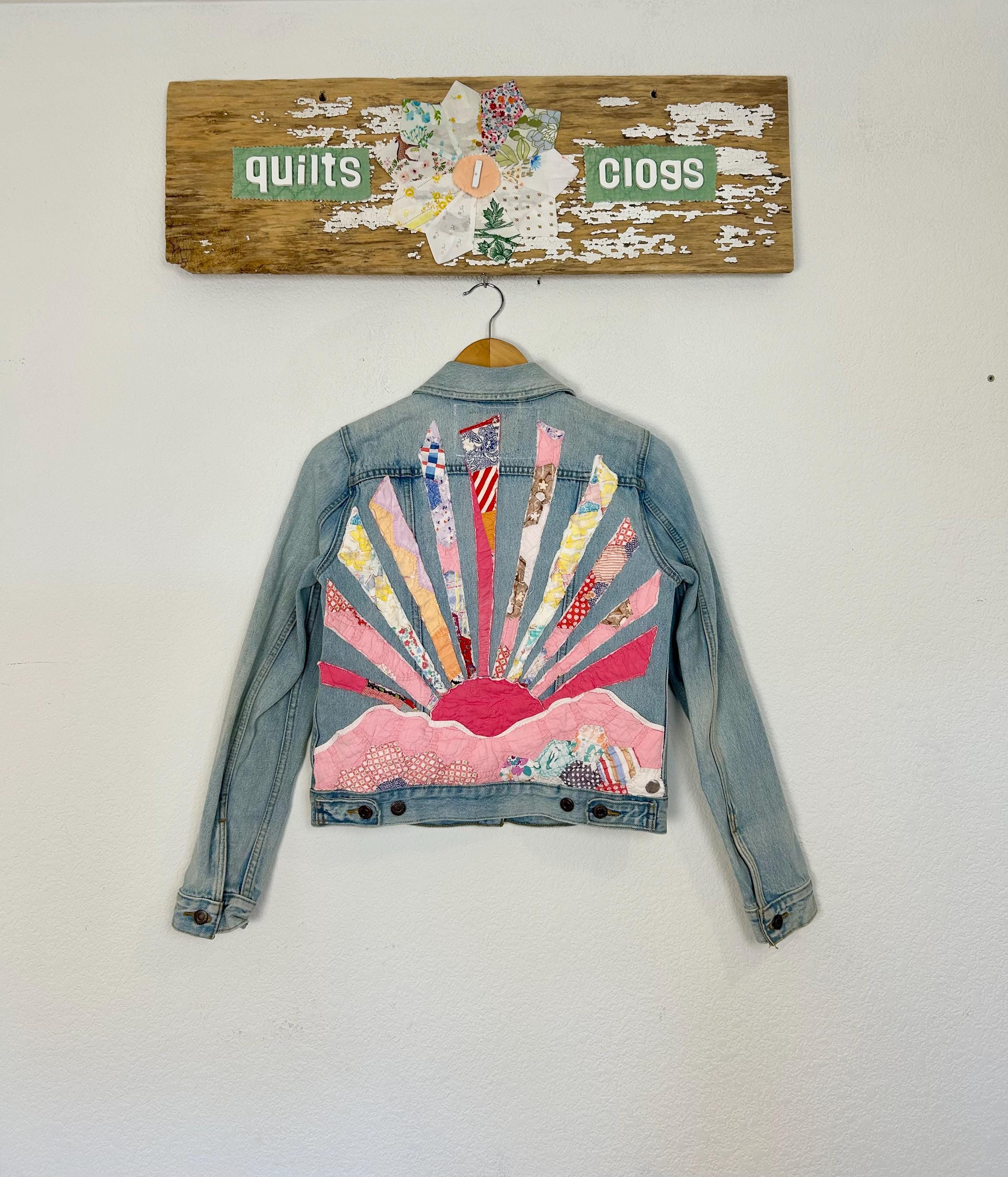 Custom (sunshine Collection) Vintage Quilt Denim Jacket Custom (sunshine Collection) Vintage Quilt Denim Jacket