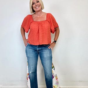 The Tracy (size 6/8) Levi’s Barrel Jeans with Vintage Quilt Panels