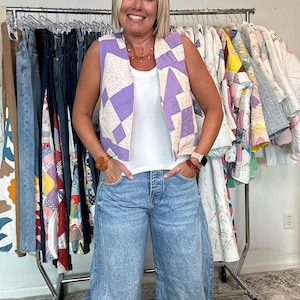 The Violet Vintage Quilt Cropped Vest, XS-S