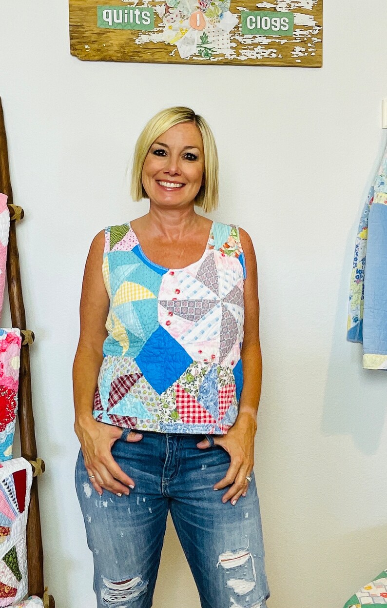 Patchwork Vintage Quilt Tank XS/S image 1