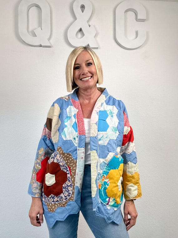 The Melanie Vintage Quilt Cocoon Coat (one Size Fits XXS-S) - Etsy