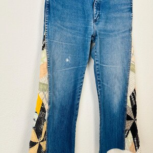 Wrangler crop flare-jeans, vintage quiltpanelen, gerecycled denim, maat 6 afbeelding 5