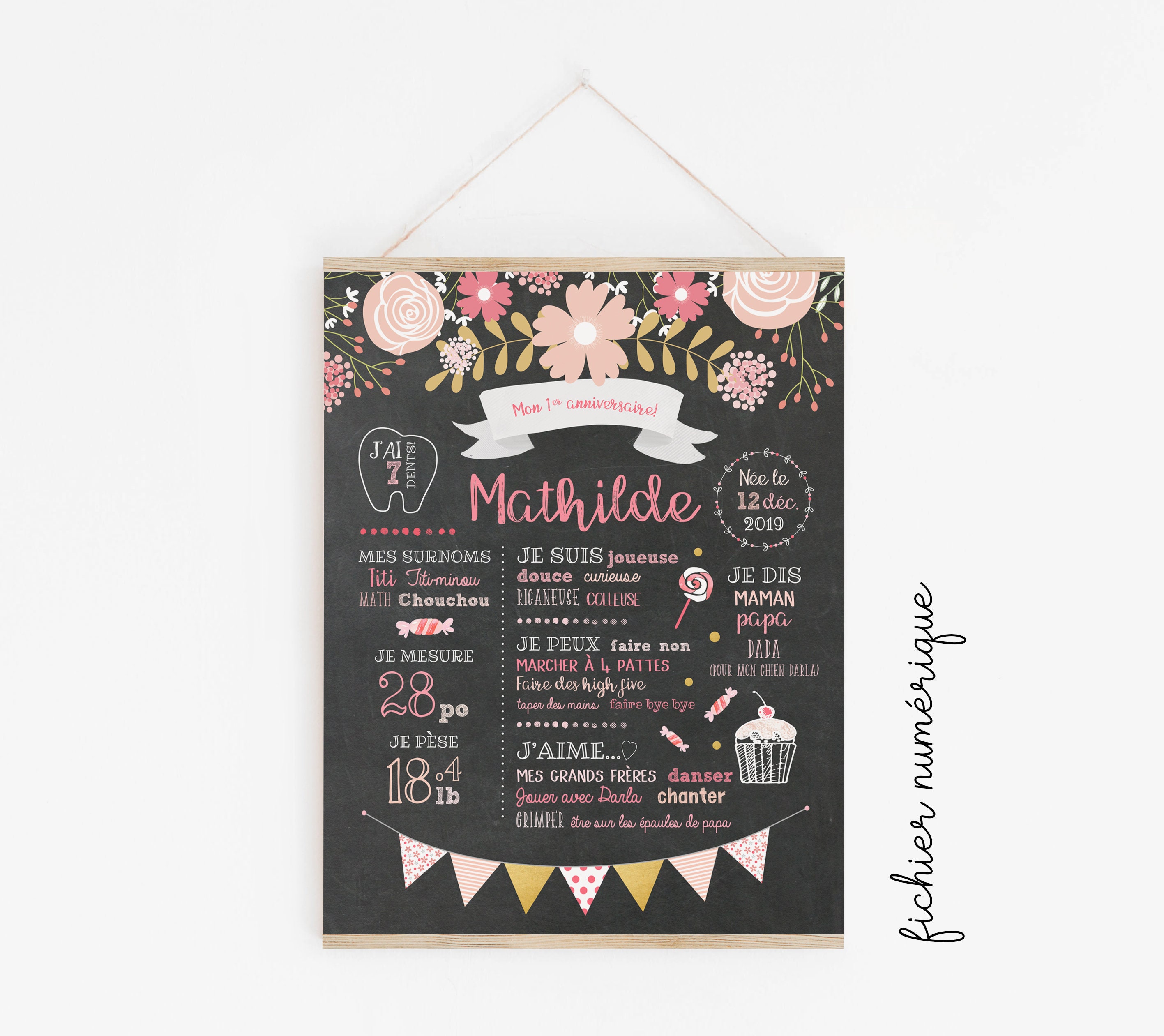 Personalised First Anniversary Poster Roses And Etsy
