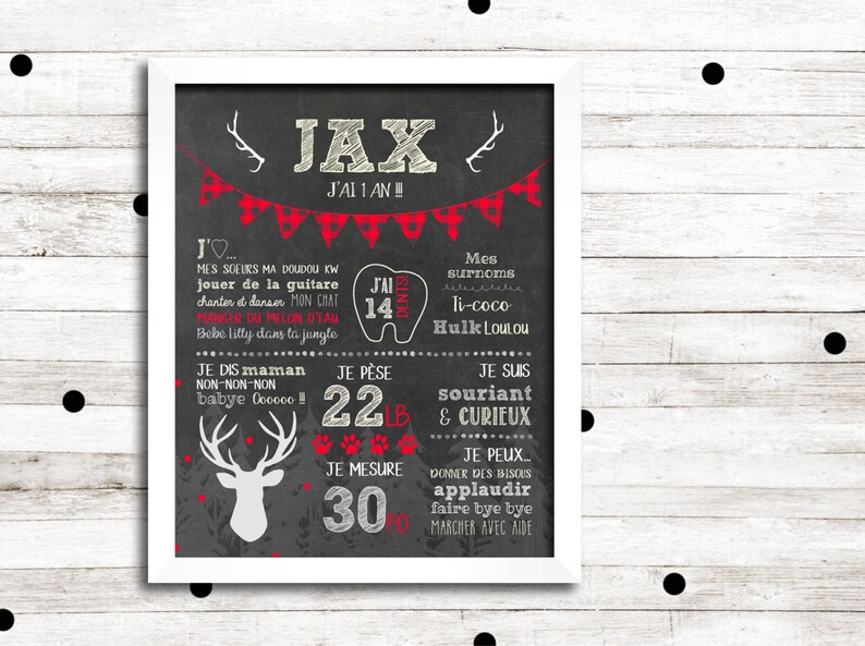 First birthday poster custom Little lumberjack /_FICHIER numerique/_tableau chalkboard chalkboard poster Blackboard