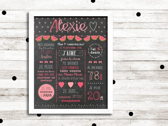 Personalised 1st Anniversary Poster Chalkboard Digital Etsy