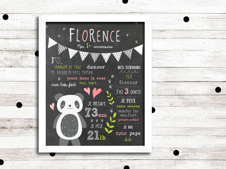 Affiche Premier Anniversaire Personnalisee Panda Etsy Affiche Premier Anniversaire Personnalisee Panda Etsy