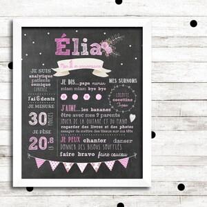 Affiche Premier Anniversaire Personnalisee Shabby Etsy Affiche Premier Anniversaire Personnalisee Shabby Etsy