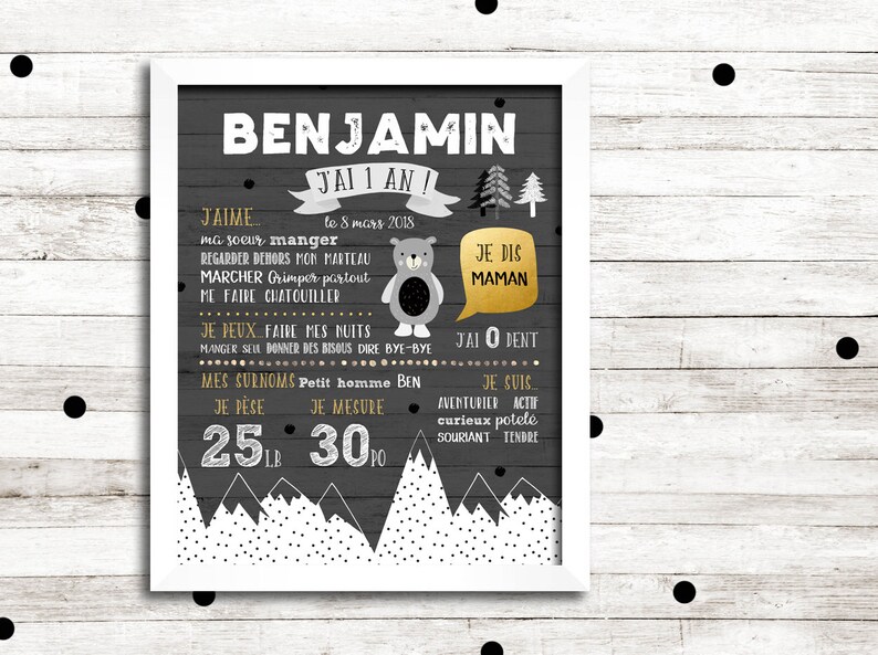 Affiche Premier Anniversaire Personnalisee Petit Etsy