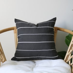16 - Gray stripe pillow cover - 18&quot; x 18&quot;