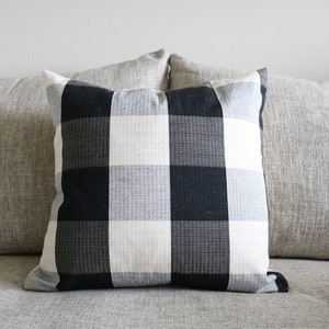 18 - Black & Cream Buffalo Plaid Pillow Cover - 18&quot; x 18&quot;