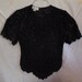 Laurence Kazar Black Sequin Formal Evening Blouse Top Shirt Cocktail Wedding Vintage