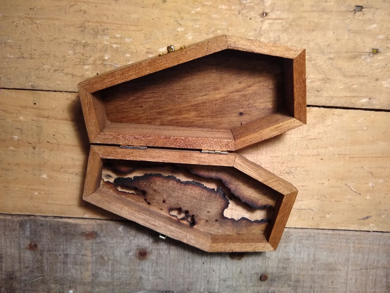 Gothic Jewelry Ring Box Wood Mini Coffin Halloween Goth Trinket Storage 6