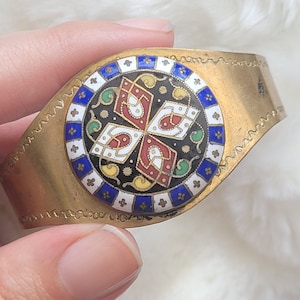 antique georgian enamel cuff bracelet