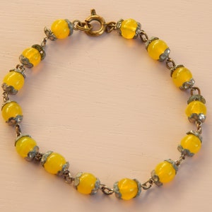 art deco czech glass yellow bracelet