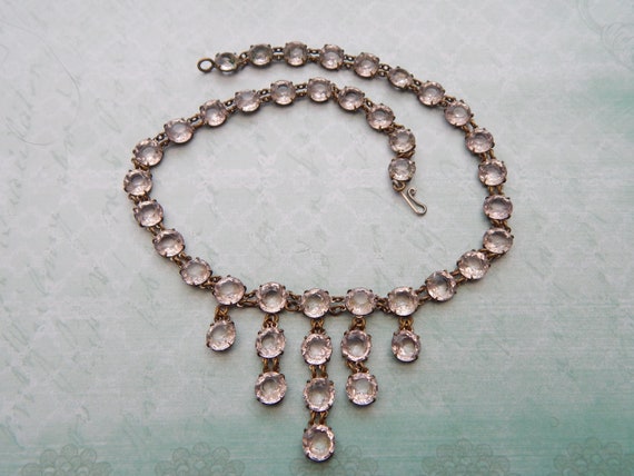 antique edwardian drop necklace in pink pastel pas