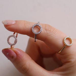 Adjustable Circle Sparkle Ring, Statement Ring, Stacking Ring, Dainty Ring, Gift for Her, Free Size Ring, Adjustable Rings, Anniversary Gift