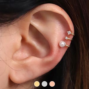 Triple Points Cuff Pearl Earwrap Earcuff nonpierced earrings jewellery dainty delicate unique ear cuff18k gold plated silver rosegold plated