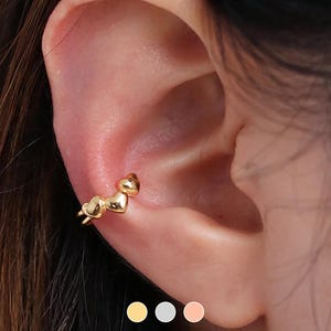 Sterling Silver Triple Heart Ear Cuff: Non Pierced Ear Wrap