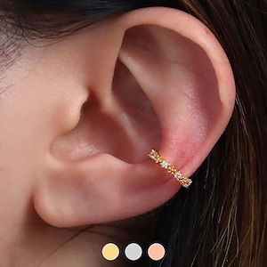 Flower Cubic Ear Cuff Simple Dainty Delicate nonpierced earrings jewellery wedding Unique 18k gold plated silver rose gold plated
