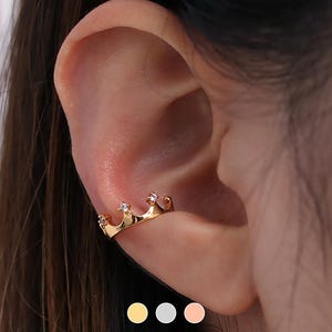 Corona orecchio polsino zirconi cubici Earstack Earwrap orecchini non forati gioielli matrimonio unico delicato argento placcato oro 18k placcato oro rosa