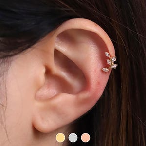 Cubic branch cuff laurel wedding nonpierced earrings jewellery earstack dainty delicate unique wrap 18k gold plated silver rose gold plated