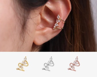 Cubic Teardrop Ear Cuff Wedding eartack earwrap pendientes no perforados joyería delicada delicada única plata chapada en oro de 18k chapado en oro rosa