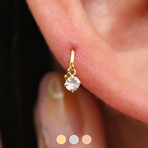 925 sterling silver huggie hoop teeny tiny dainty delicate mini hoop earring cubic charm sparkle 18k gold vermeil 18k rose gold vermeil