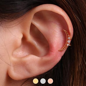 Moon Crescent Ear Cuff Earstack Earwrap nonpierced earrings jewellery wedding shaped 18k gold plated silver rose gold plated