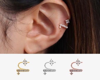 Relay Crystal Ear Cuff Wrap earring nonpierced earstack unique dainty delicate jewellery earcuff 18k gold plated silver rose gold plated