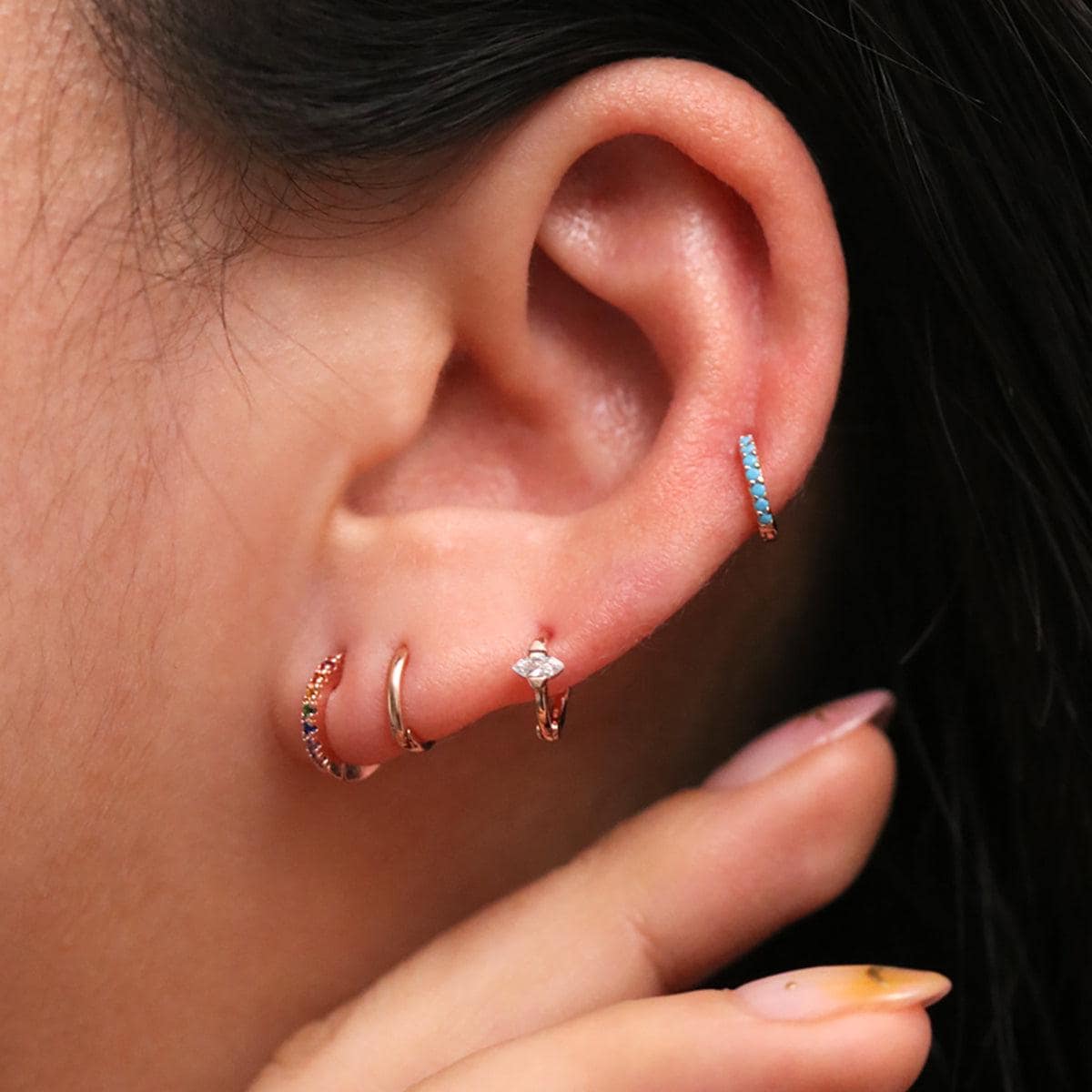 Orecchini A Cerchio Arcobaleno In Argento Sterling 925 - Foto 7