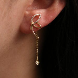 Pendientes de nudo en ángulo, pendientes de plata de ley, pendientes colgantes, ala, regalo para ella, joyería de boda, regalo de dama de honor