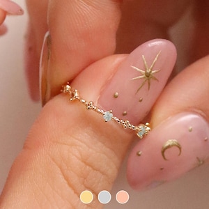 Peridot Ring: 18k Gold Plated Dainty Petal Band