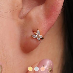 Crystal Butterfly Huggie Earring 18k gold plated silver rose gold plated