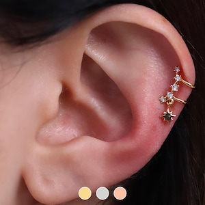 Milkyway Star Drop Cuff Earcuff ear cuff unique dainty delicate universe earstack nonpierced earrings 18k gold plated silver rosegold plated
